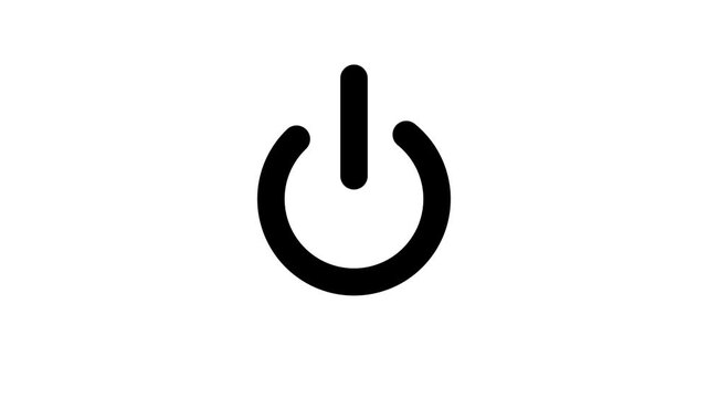 Switch power reset button symbol animation on transparent background. start turn on off button animation. 4k video animation. Off on power button concept.