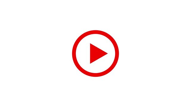 Play button icon animation on circle. video player icon triangle shape button icon animation with white background. Play icon, play pulse button, video play icon for website and mobile design