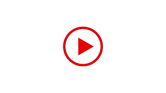 Simple black play button icon on a clean white background for media playback and streaming services, Play Button Icon for media player and control panel design. Play Button Icon for music, sound,
