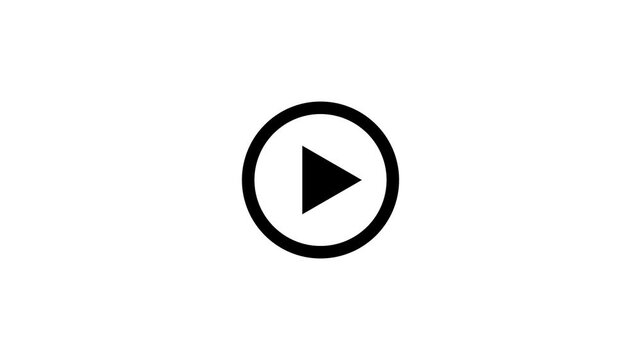 Play button icon animation on circle. video player icon triangle shape button icon animation with white background. Play icon, play pulse button, video play icon for website and mobile design