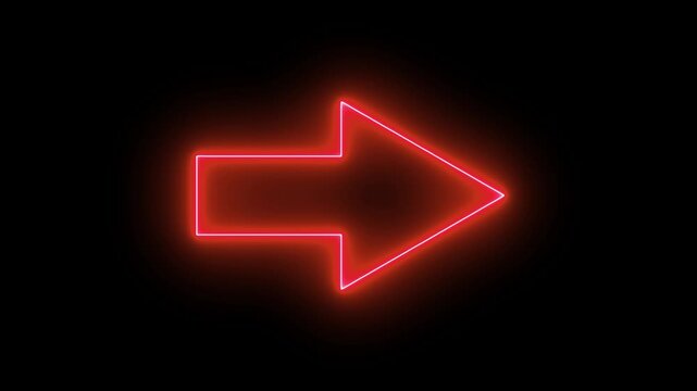 Neon sign Right-Pointing Arrow Animation. direction symbol indicating back or previous page. simple red pointer showing opposite direction.