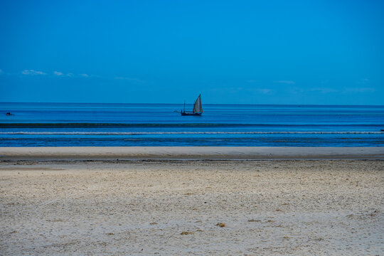 Traditional sailboat near Morondava on the calm ocean