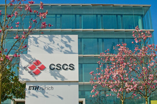 CSCS company sign on building exterior in Lugano, Switzerland