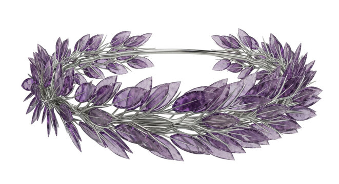 Purple laurel wreath with silver stem