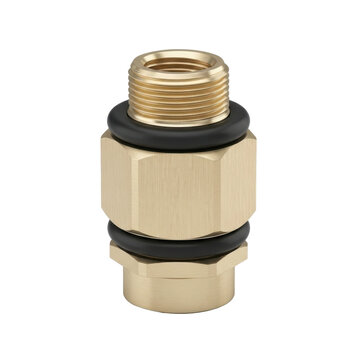 Brass threaded pipe connector with rubber seals