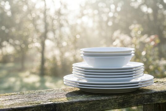 Elegant White Porcelain Set for Eco-Friendly Kitchen Concept