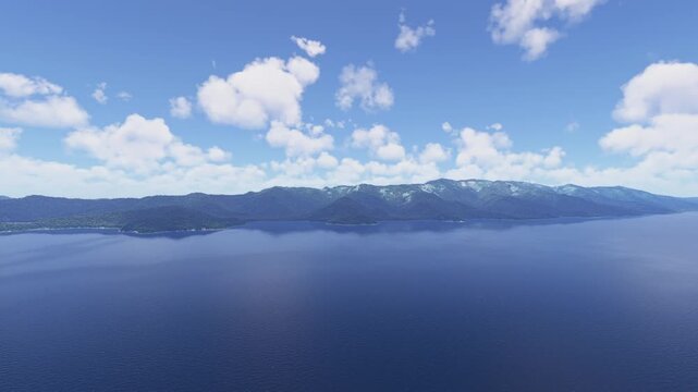 Side aerial shot of Raja Ampat Regency in West Papua. Indonesia