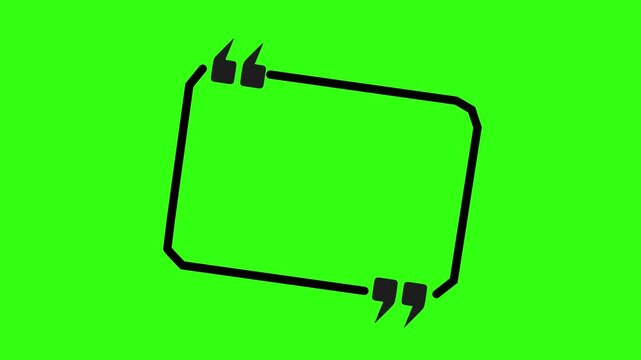 Dynamic quote bubble animation with quotation marks on green screen. Stylish border for text callouts, interviews, and social media captions