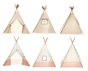 Cute wigwams for children isolated on white, set © New Africa