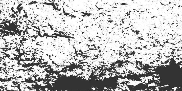 Abstract black and white grunge background featuring a dirty ink splash pattern with paint splatter spray and a vector art border element for a textured wallpaper design