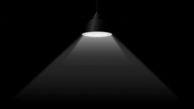 Hanging lamp seamless loop animation with subtle flickering light with alpha matte. 4K animated hanging lamp for cinematic, interrogation scene, lighting overlay, and motion graphics.