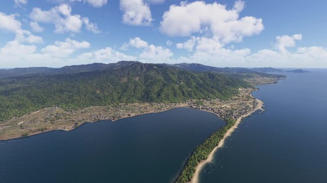 Drone aerial view of Amanohashidate in Kyoto. Japan