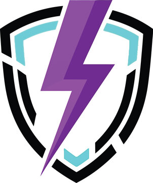 Lightning bolt shield logo vector art with lightning, protection