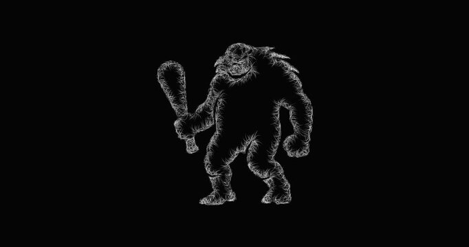 Sketch troll icon animation - smooth progressive reveal