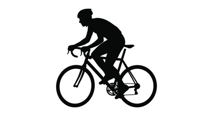 Obraz premium Cyclist riding a road bike black silhouette
