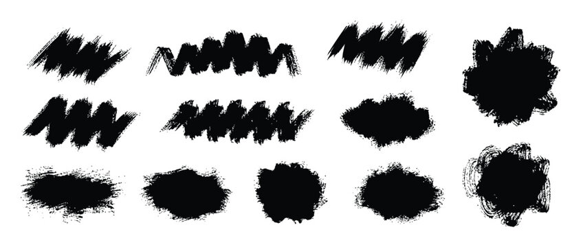 Black brush stroke stencils and smudge effects