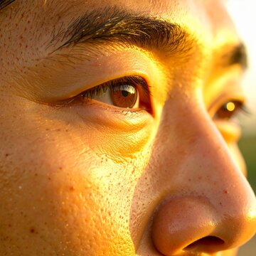 portrait of handsome 30-year-old korean man's face