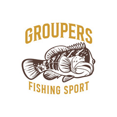 Obraz premium Grouper fish logo design vector. Grouper fish Silhouette Template Illustration.