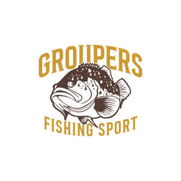 Grouper fish logo design vector. Grouper fish Silhouette Template Illustration.