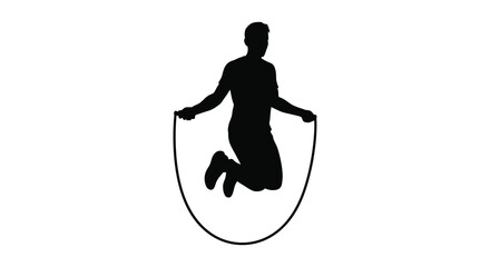 Person jumping rope in mid air black silhouette © bridal creation