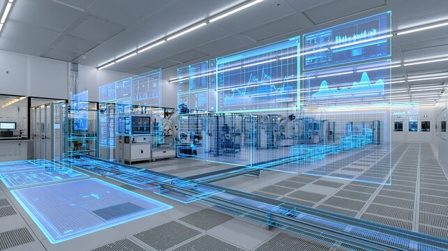 Quantum Computing Lab: Futuristic Data Analysis in High-Tech Room