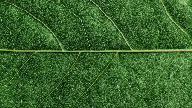 Close-up of Green Leaf Veins Texture