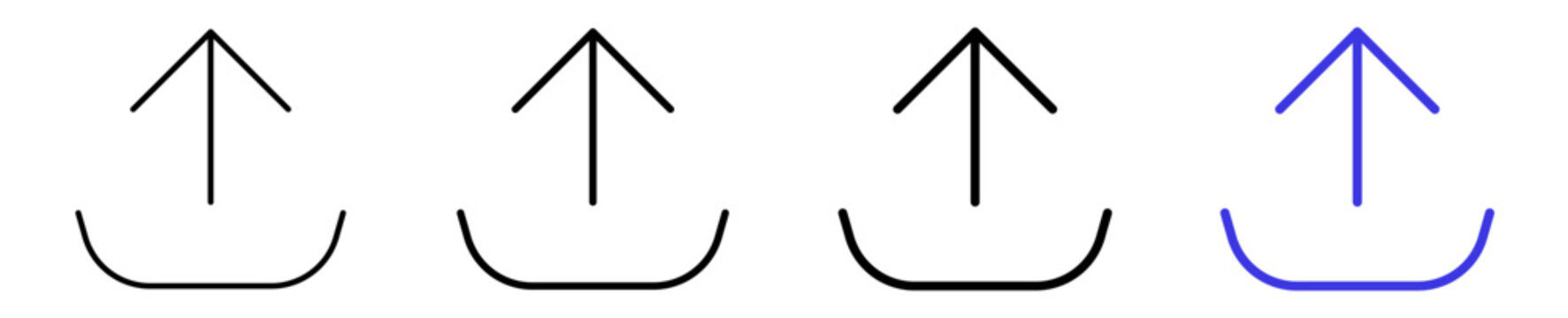 Cloud file upload export data linear icon collection design. Editable vector stroke icons.