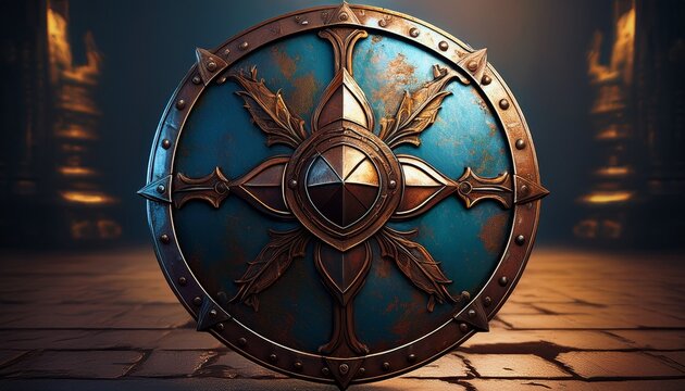 rusty medieval shield for protection