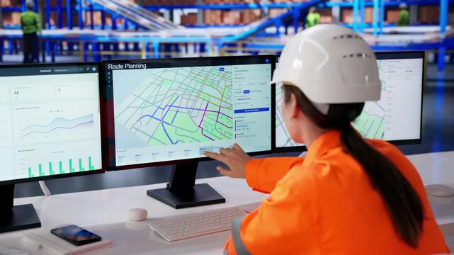 Warehouse Manager Using Computer To Track