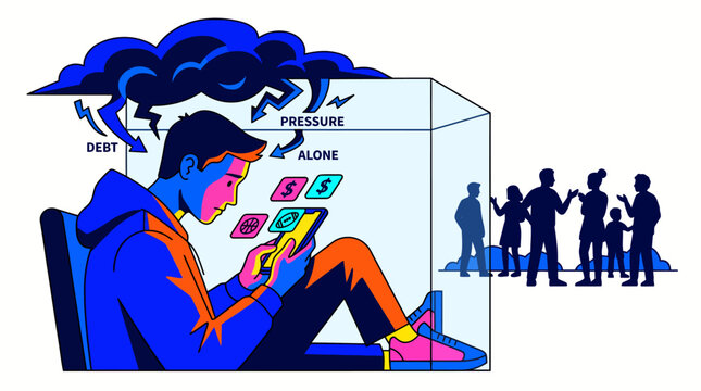 Young Man Trapped by Digital Debt and Social Isolation