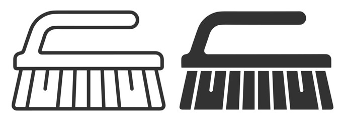 cleaning brush icon set, vector illustration of handheld brushes with bristles for cleaning tools on transparent background © gerik_a