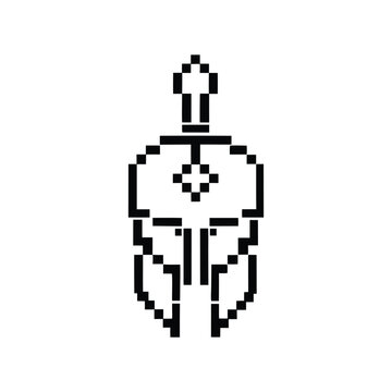 Vintage 16-bit Fighter Helmet - Black and White Digital Graphic Symbol
