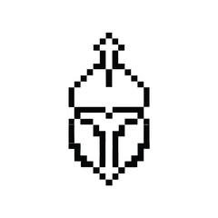 Fototapeta premium 8-bit Knight Armor Silhouette - Monochrome Retro Gaming Vector