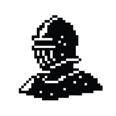 Fototapeta premium Minimalist Pixel Knight Headgear - Black and White Gaming Emblem Vector