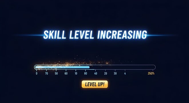Skill level increasing progress bar with Level Up! button