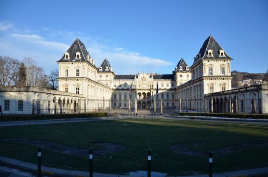 Palazzo Madama Historic Palace in Turin Italy Under Blue Sky