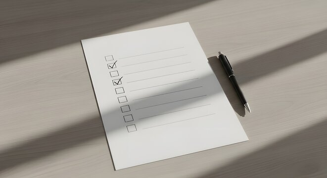 Lined paper with pen on desk