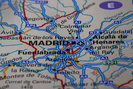 Close-up of Madrid Region Map