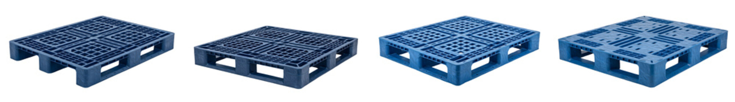 set of blue plastic pallets commonly on withe background PNG photo high quality'''