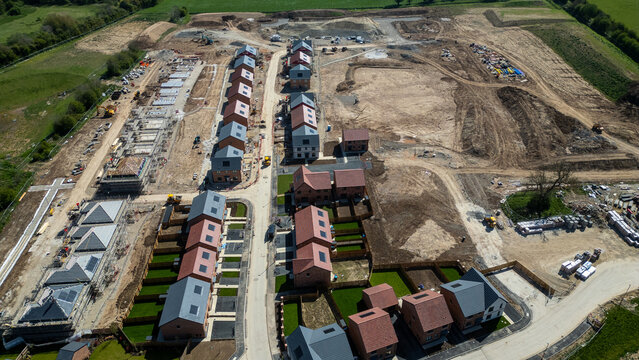 Aerial View of Residential Construction Site at Taylor Wimpey, Ripon, UK.