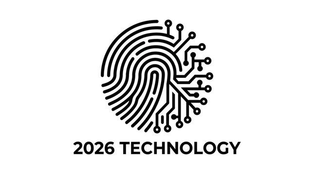 Fingerprint Circuit Technology Icon For Future Security Concepts