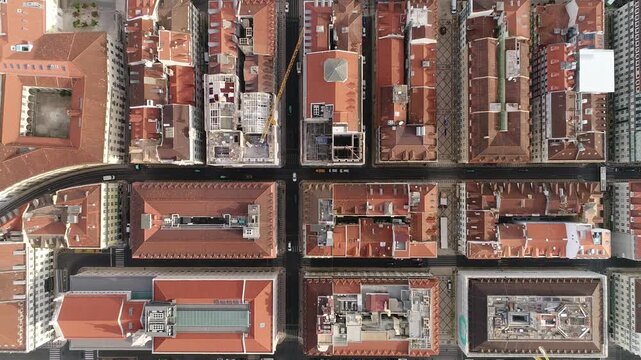 Aerial View Lisbon Historic City Buildings, Portugal