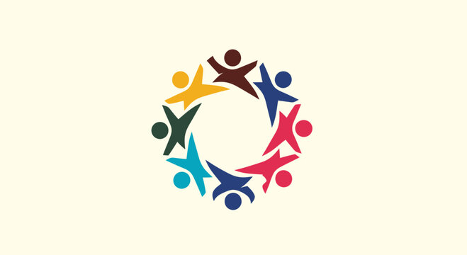Colorful People Circle Unity Logo Design