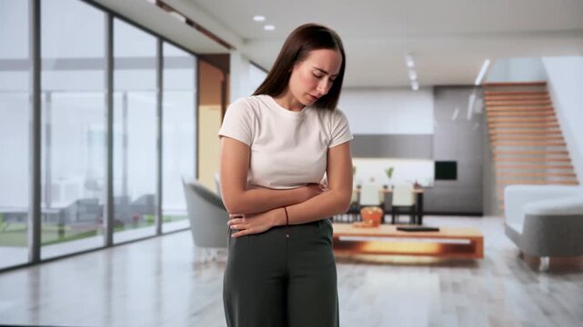 Woman Feeling Stomach Pain