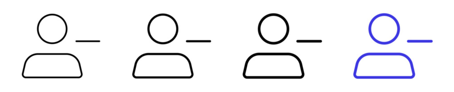 Remove user member account delete contact linear icon collection design. Editable vector stroke icons