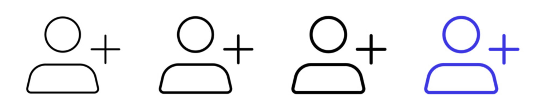 Add new user member account creation line icon set. Editable vector stroke icon design