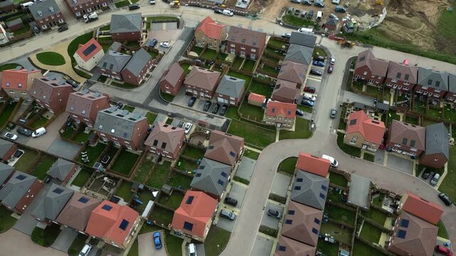 Beautiful neighborhood built by Barratt Homes in Boroughbridge with houses, streets, and gardens shown from above