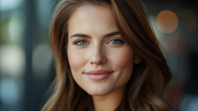 Young female woman portrait headshot face smile with soft natural light and warm expression