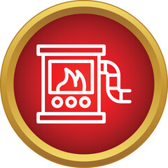Obraz premium Wood burning stove with fire providing home heating in a red circle