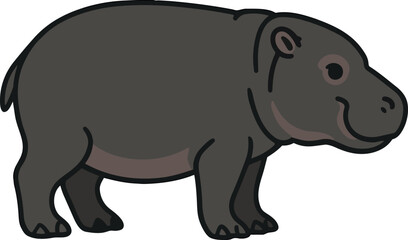 Obraz premium Cute baby pygmy hippo side view